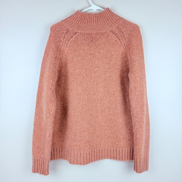 Garnet Hill Wool & Alpaca Blend Chunky Knit Mock Neck Sweater - Size L - Picture 2 of 9